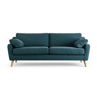 Habitat Ivor Fabric 4 Seater Sofa - Teal - Ash Leg