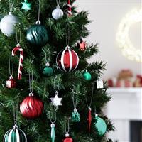 Argos Home Pack Of 49 Christmas Baubles- Red, Green & Silver