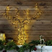 Habitat Battery Warm White Rattan Stag Head Christmas Light