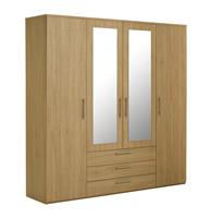 Argos Home Brisbane 4 Door 3 Drawer Wardrobe - Oak