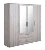 Argos Home Brisbane 4 Door 3 Drawers Wardrobe - Grey Oak