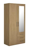 Argos Home Brisbane 2 Door 3 Drawer Mirror Wardrobe - Oak