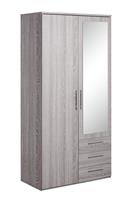 Argos Home Brisbane 2 Door3 Drawer Mirror Wardrobe - GreyOak