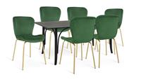 Habitat Larsa Dining Table & 6 Etta Green & Brass Chairs