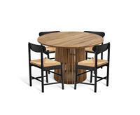 Habitat Jericho Natural Dining Table & 4 Black Chairs