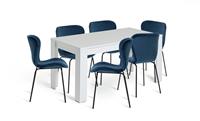 Argos Home Miami 6-8 Seater Table & 6 Etta Navy Blue Chairs