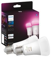 Philips Hue White and Colour E27 9W Smart LED Bulbs - 2 Pack