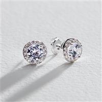 Revere Sterling Silver Cubic Zirconia Halo Stud Earrings