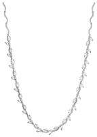 Jon Richard Rhodium Plated Pave Wave Leaf Necklace