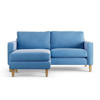 Habitat Flint Velvet Reversible Corner Sofa-Sky Blue-Ash Leg