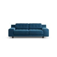 Habitat Hendricks Velvet 3 Seater Sofa - Ink Blue- Black Leg