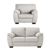 Argos Home Milano Leather Chair & 2 Seater Sofa - Light Grey