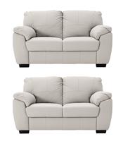 Argos Home Milano Pair of Leather 2 Seater Sofa - Light Grey