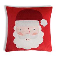 Argos Home Christmas Santa Printed Fleece Cushion -Red&White