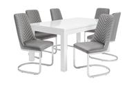 Argos Home Lyssa XL Extending Dining Table & 6 Grey Chairs