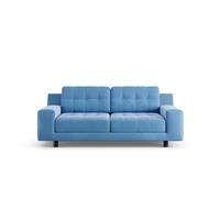Habitat Hendricks Velvet 2 Seater Sofa - Sky Blue- Black Leg