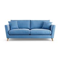 Habitat Lomond Velvet 4 Seater Sofa - Sky Blue - Ash Leg