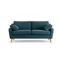Habitat Ivor Fabric 3 Seater Sofa - Teal - Ash Leg