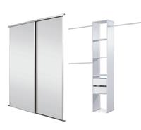 Spacepro White Frame Mirror Sliding Door Storage Kit W1803mm