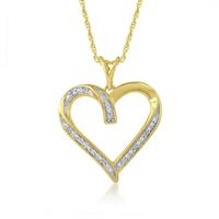 Revere 9ct Gold Plated Diamond Heart Pendant Necklace