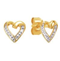Revere 9ct Gold 0.01ct tw Diamond Heart Stud Earrings