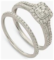 Revere 9ct White Gold 0.5ct Diamonds Bridal Set Ring - J