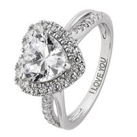 Revere Sterling Silver Cubic Zirconia Engagement Ring - V