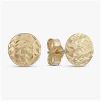 Revere 9ct Yellow Gold Crushed Button Stud Earrings