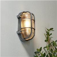 Zink CLAY IP44 Silver Oval Caged Outdoor Bulkhead