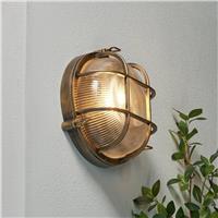 Zink MARL IP44 Gold Outdoor Round Caged Bulkhead