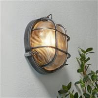 Zink MARL IP44 Silver Outdoor Round Caged Bulkhead