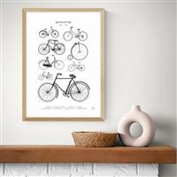 East End Prints Bicyclettes Oak Frame Art Print - A3