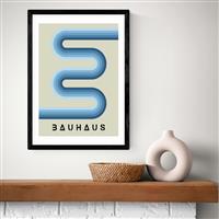 East End Prints Blue Stripes Bauhaus Black Frame Print - A3