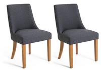 Habitat Alec Pair of Fabric Dining Chair - Charcoal