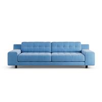 Habitat Hendricks Velvet 4 Seater Sofa - Sky Blue- Black Leg