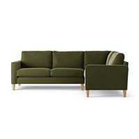 Habitat Flint Velvet Right Hand Corner Sofa - Moss Green