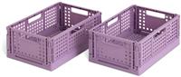 Habitat 2 x 4L Medium Plastic Storage Folding Crates - Mauve