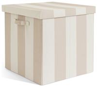 Habitat 40cm Fabric Storage Box with Lid - Natural Stripe