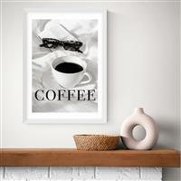 East End Prints Coffee in Bed White Frame Art Print - A2