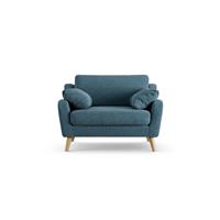 Habitat Ivor Fabric Cuddle Chair - Blue - Ash Leg