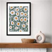 East End Prints Daisy Pattern Black Frame Art Print - A2