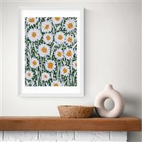 East End Prints Daisy Pattern White Frame Art Print - A2