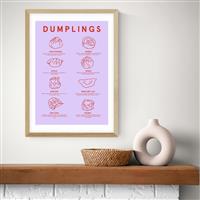 East End Prints Dumpling Menu Oak Frame Art Print - A2