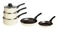 Argos Home Aluminium Non Stick 5 Piece Pan Set - Cream