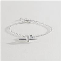 Revere Sterling Silver Cubic Zirconia T-Bar Pendant Bracelet