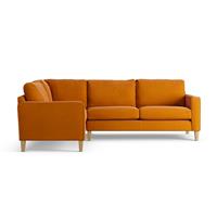 Habitat Flint Fabric Left Hand Corner Sofa- Orange - Ash Leg