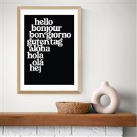 East End Prints Hello World Oak Frame Art Print - A2