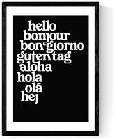 East End Print Hello World Black Frame Art Print - A3