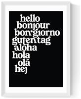 East End Prints Hello World White Frame Art Print - A3