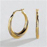 Revere 9ct Bonded Gold Two Toned Creole Hoop Earrings